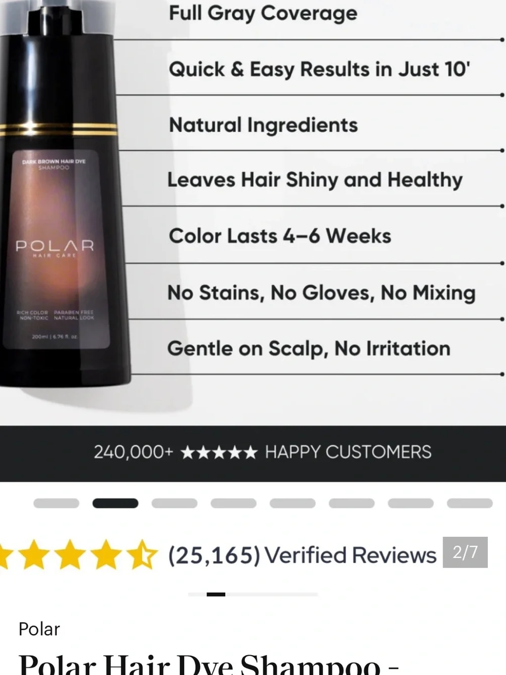 Polar hair care - Medium Brown Hair Dye Shampoo – NWT original packaging